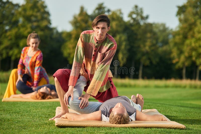 Knee Stretching, Thai Massage. Stock Image Image of adult, pastime