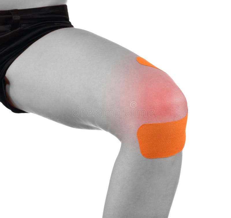 Knee Treated with Tape Therapy Stock Image Image of injury