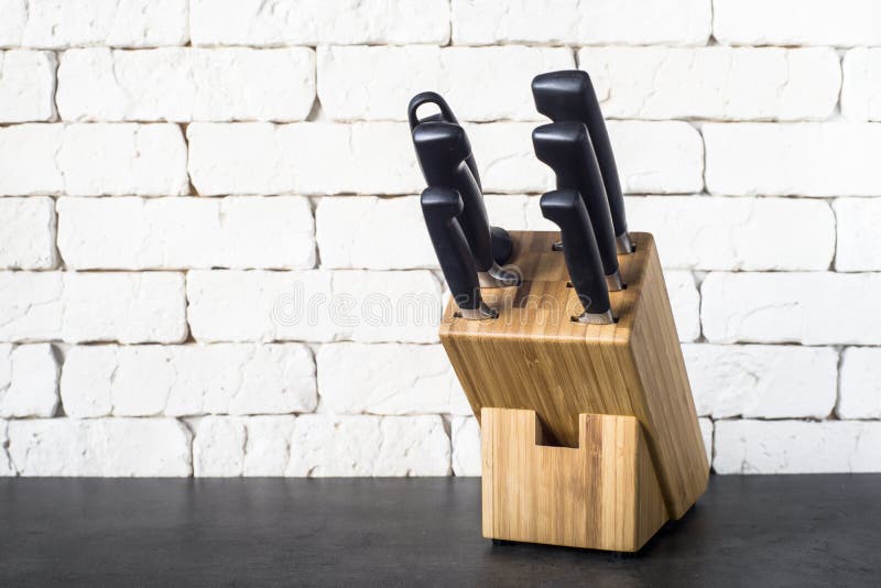 Knife Block on the Kitchen Table. Stock Image Image of precision
