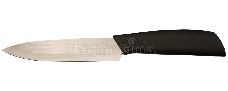 Knife ceramic with black handle on a white background royalty free stock photo