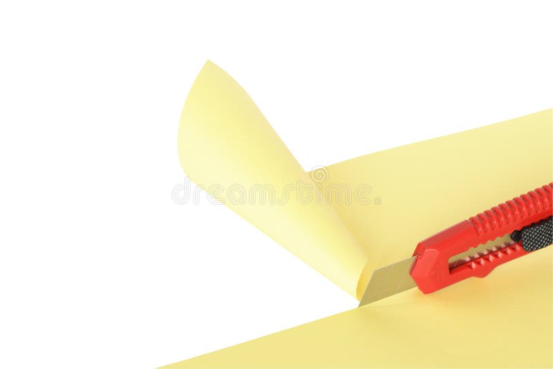 Knife cutting paper sheet stock photo. Image of blade 6319560