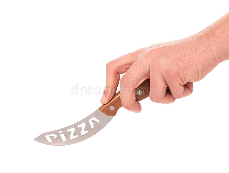Knife for Cutting Pizza in Hand. Stock Photo Image of crime, kill