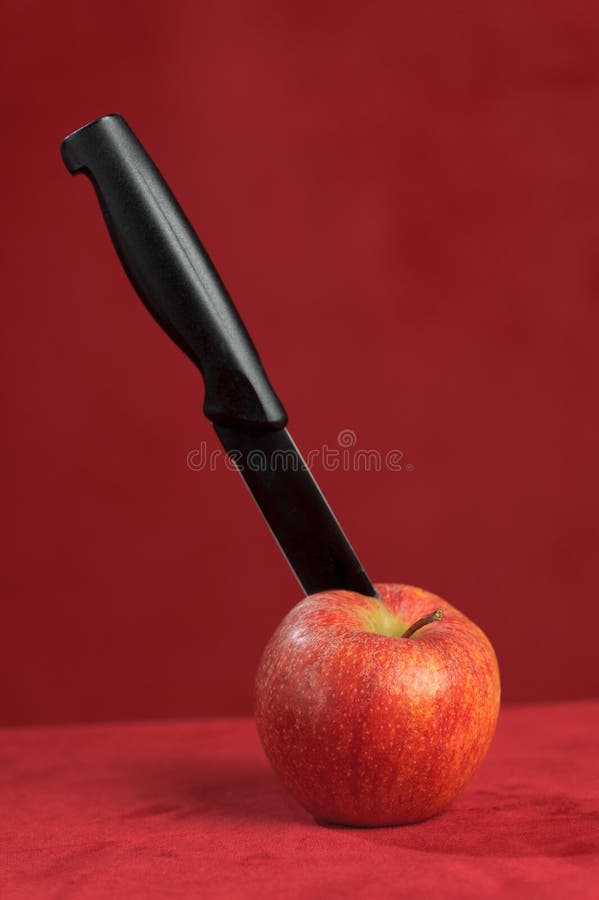 Apple with the Thrust Knife Stock Photo Image of nice, healthy 12873830