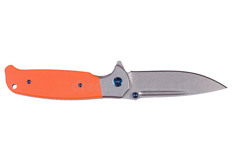 Knife Folding with Orange Handle Stock Image Image of handle, pocket