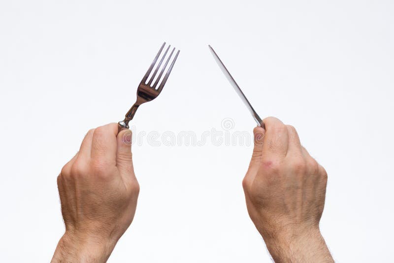 Knife and fork in hands stock photo. Image of human, gesture 97968348