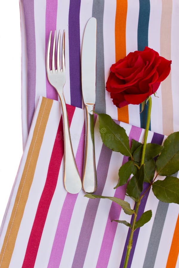 Knife and fork with rose stock photo. Image of cutlery 29177188
