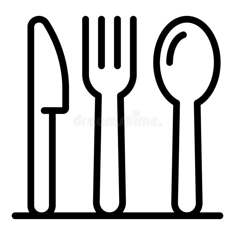 Knife and Fork Icon, Outline Style Stock Illustration Illustration of
