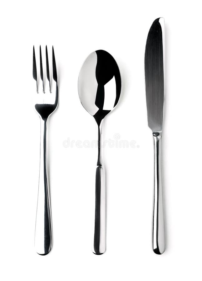 Knife, Fork, Spoon and Plate Stock Photo Image of kitchen, white 46268192