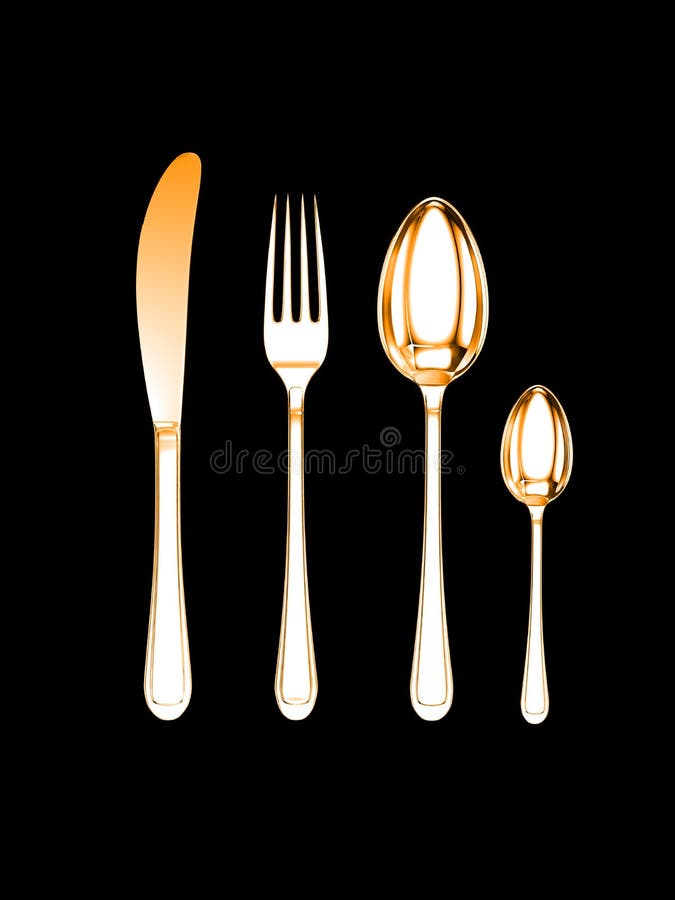 Knife, fork, spoon, tea-spoon stock photo