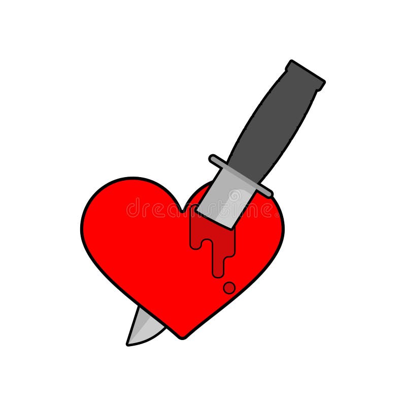 Knife in Heart Isolated. Kill Love Symbol Stock Vector - Illustration ...