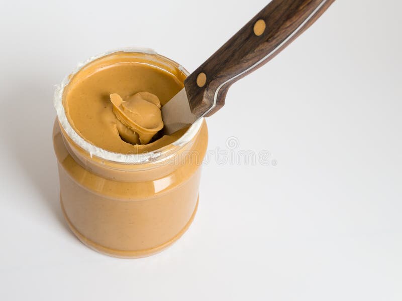 Jar and Knife with Creamy Peanut Butter Stock Image - Image of glass,  object: 115100781