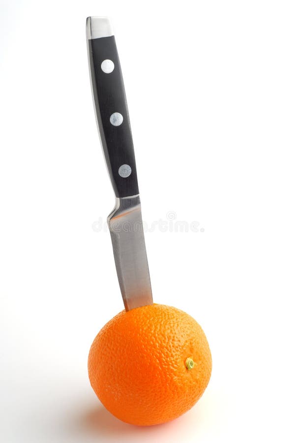 Knife and orange stock image. Image of citrus, nutrition 4381279