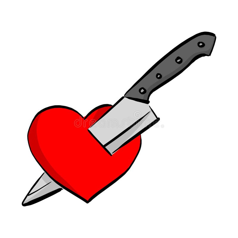Heart With Dagger Drawing