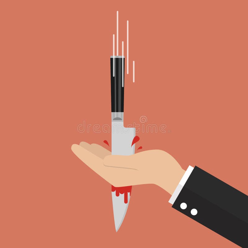 Knife stabbing into hand stock vector. Illustration of suit 83924824