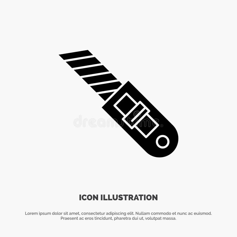 Knife, Tool, Repair, Cutter Solid Glyph Icon Vector Stock Vector