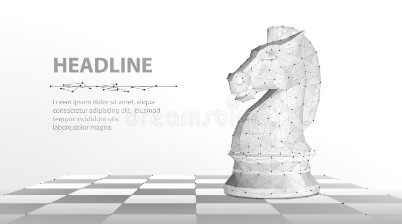 Knight. Abstract vector 3d chess knight on chessboard. Business strategy, marketing solution, strategic vision, innovate royalty free illustration