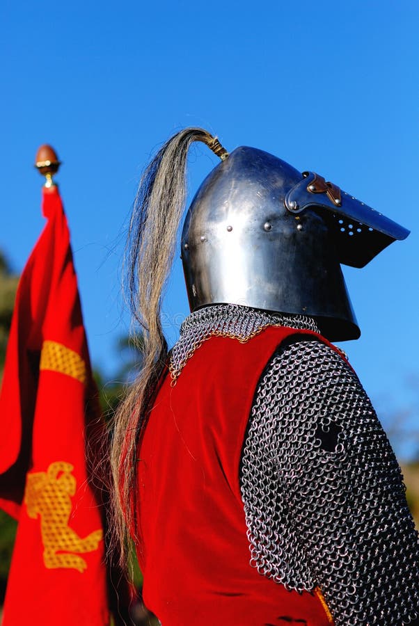 Knight awaiting to fight stock photo
