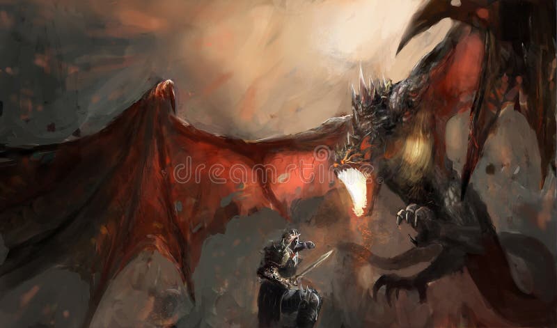 Knight fighting dragon