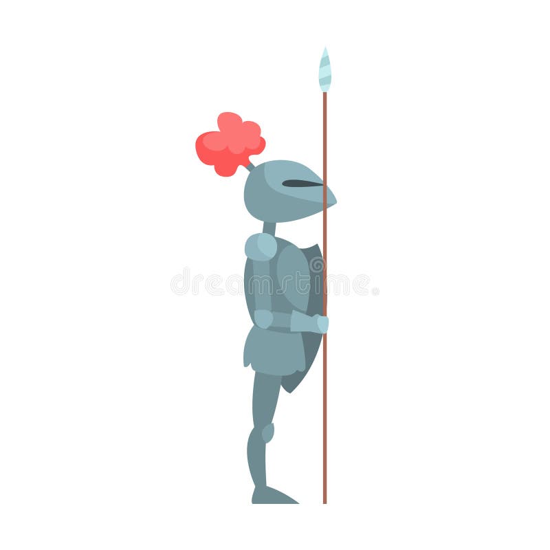 Knight In Full Body Armor With Lance Fairy Tale Cartoon Childish Character stock illustration Knight In Full Body Armor With Lance Fairy Tale Cartoon Childish Character stock illustration