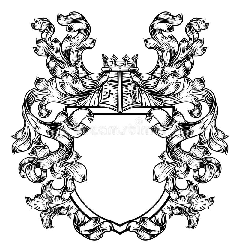 Knight Heraldic Crest Coat of Arms Shield Emblem