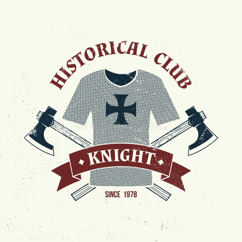 Knight historical club badge design. Vector illustration Concept for shirt, print, stamp, overlay or template. Vintage