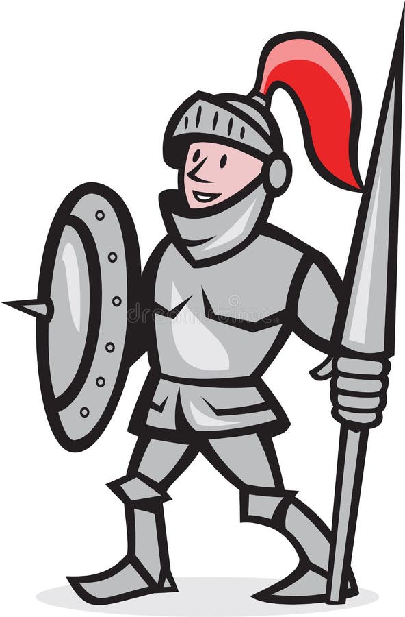 Knight Shield Holding Lance Cartoon Stock Vector - Illustration of ...