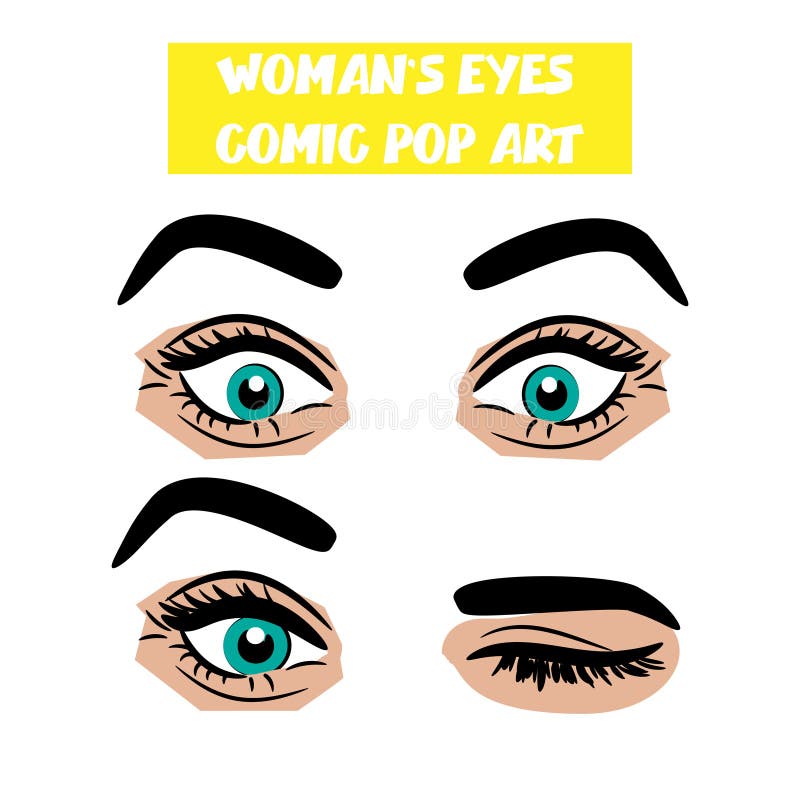 Knipoogt de grappige verrassing van het pop-artbeeldverhaal vrouwenogen stock illustratie Knipoogt de grappige verrassing van het pop-artbeeldverhaal vrouwenogen stock illustratie