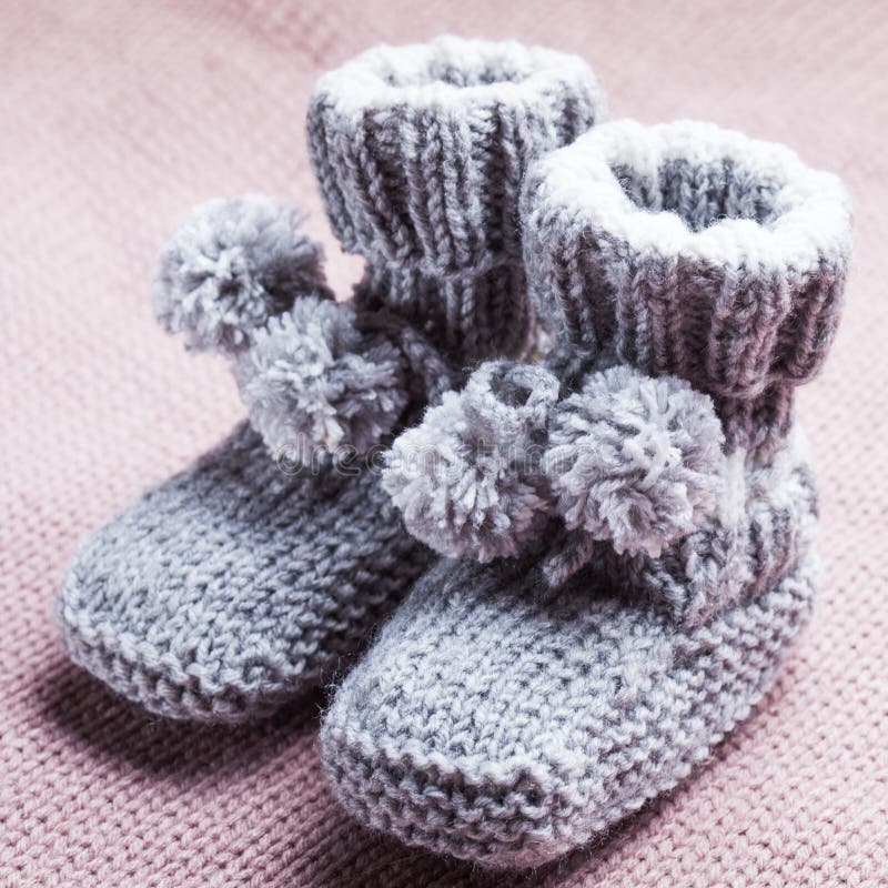 Knitted baby booties stock image. Image of feet, blue - 34812583