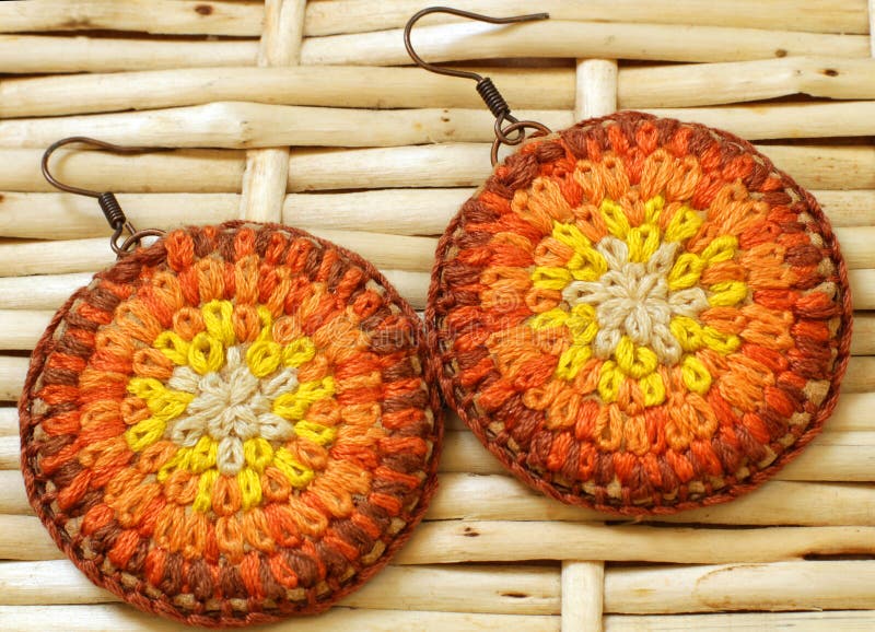 Knitted earrings stock image. Image of knitting, pink 24384667