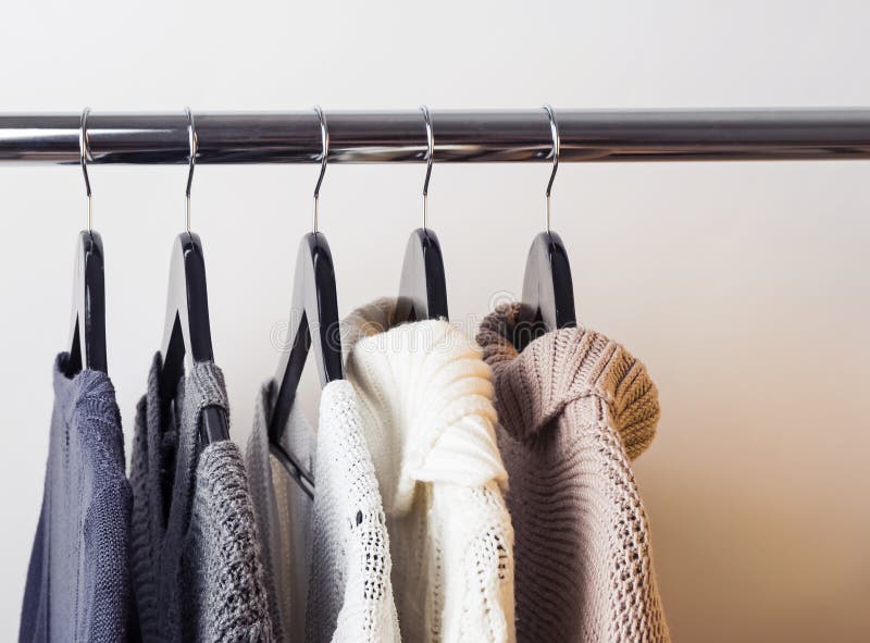 Knitted Sweaters on Hangers Stock Image Image of knitwear, season