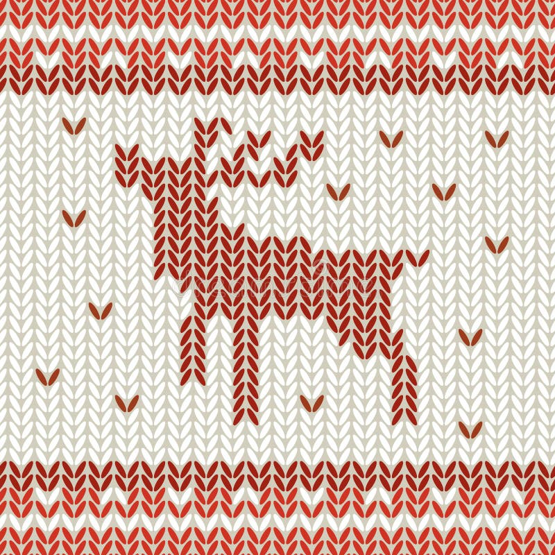 Knitted seamless vector pattern with christmas deer and snowflakes vector illustration Knitted seamless vector pattern with christmas deer and snowflakes vector illustration