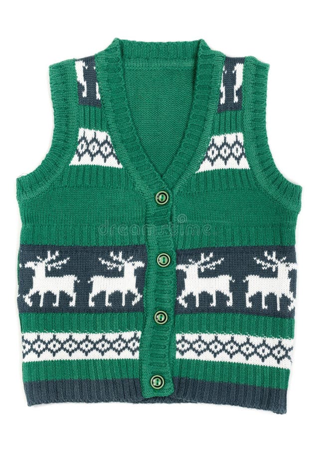 Knitted vest with a Christmas ornament (with deer)