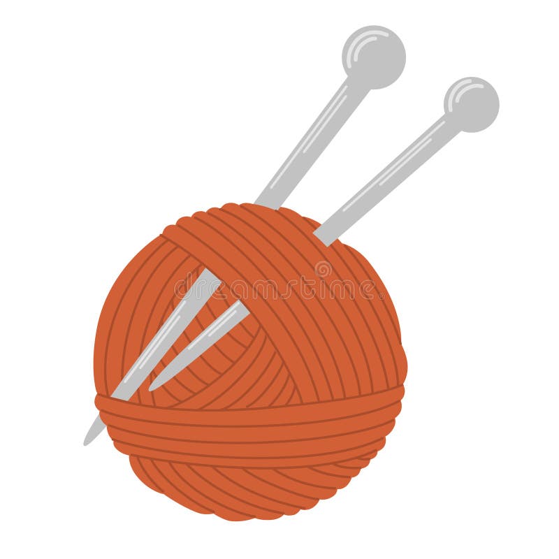 Ball of Yarn, Thread and Knitting Needles. Stock Vector Illustration