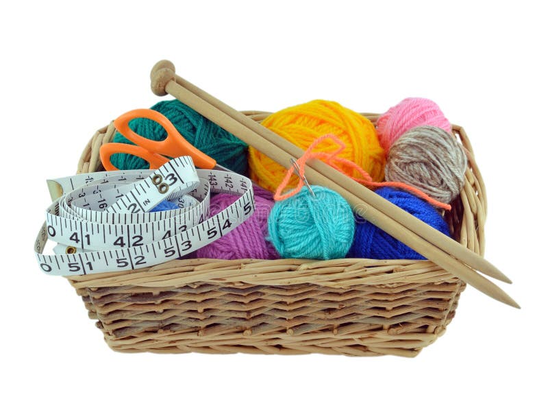 Knitting Basket stock image. Image of scissors, thread 25597195