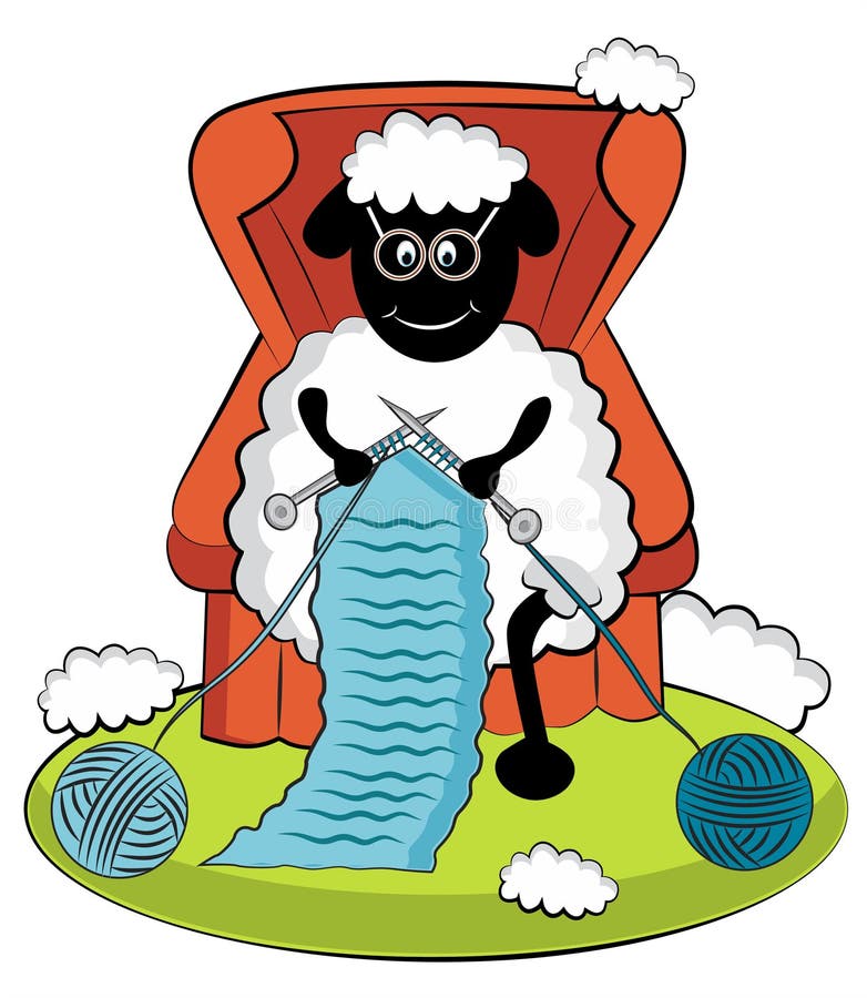 Knitting Cartoon sheep stock illustration. Illustration of black - 31889985
