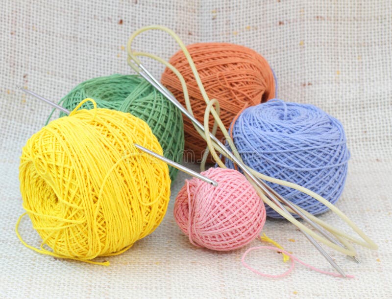 Knitting coloured balls stock photo. Image of creativity 24281498