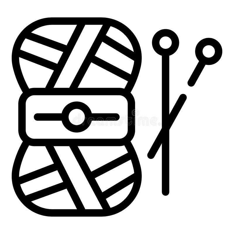 Knitting hobby icon, outline style stock illustration