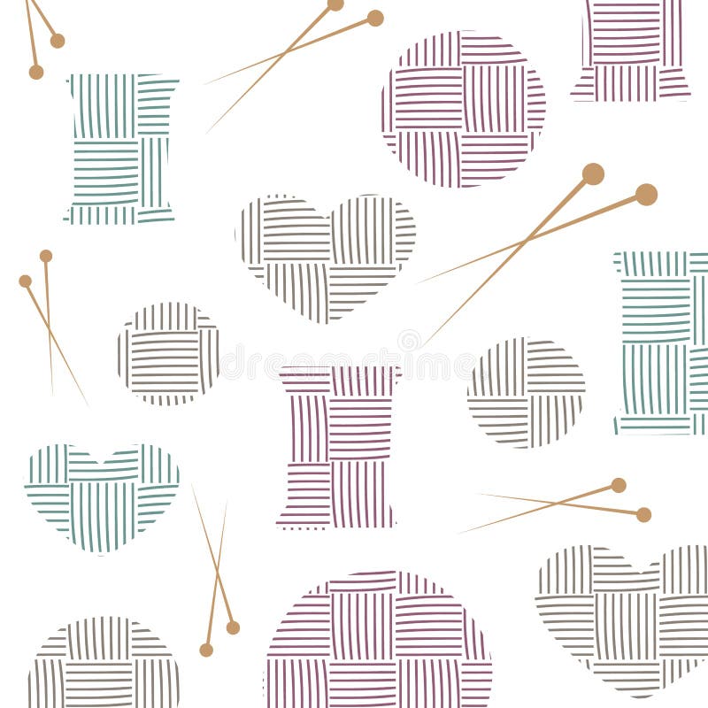 Knitting items, sewing equipment and needlework elements stock illustration