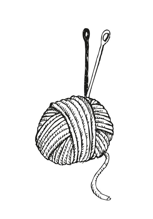 Knitting Outline Doodle Style Illustration. Editable Clip Art. Stock ...