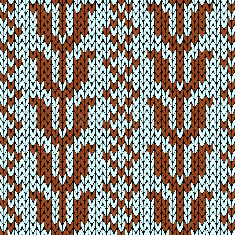 Knitting Seamless Pattern in Muted Blue and Brown Stock Vector