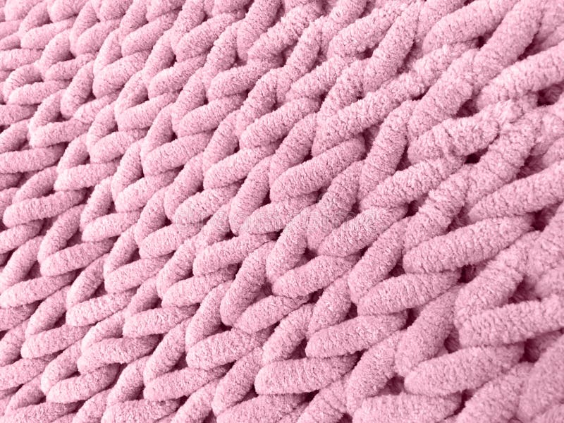 Knitting From Thick Soft Yarn Of Pink Color. Fragment Close-up. Textile  Background. Stock Photo, Picture and Royalty Free Image. Image 95849991.