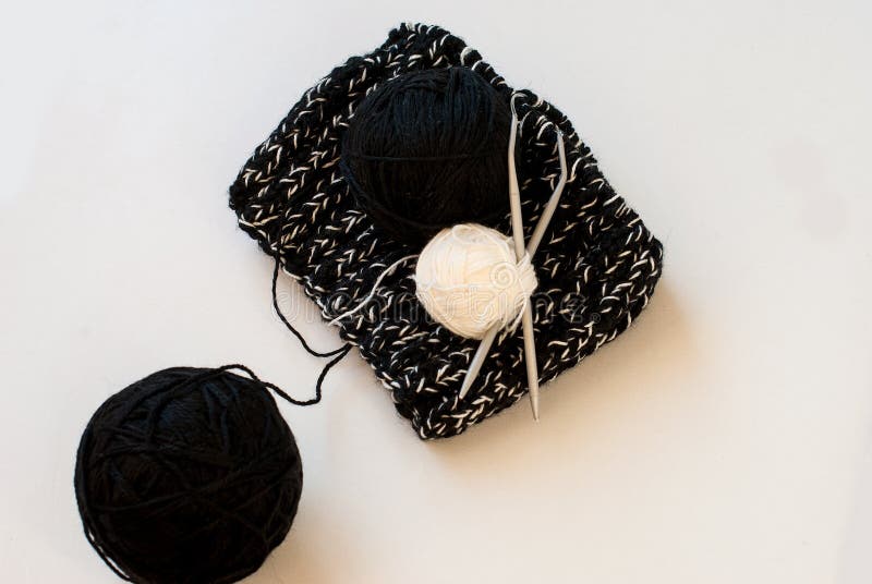 Knitting Tools with Wool Thread Balls Stock Image Image of knitting