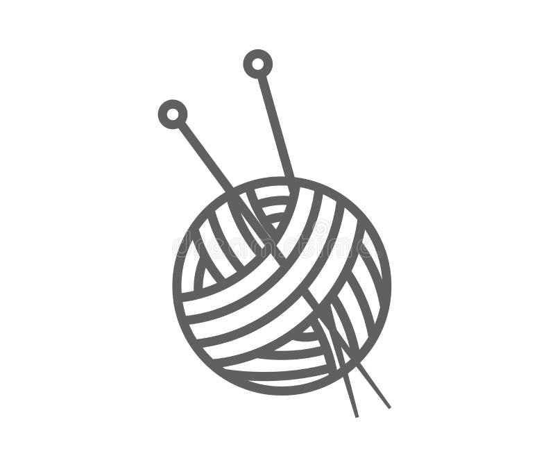 Knitting on a White Background. a Ball of Thread. Symbol Stock Vector ...