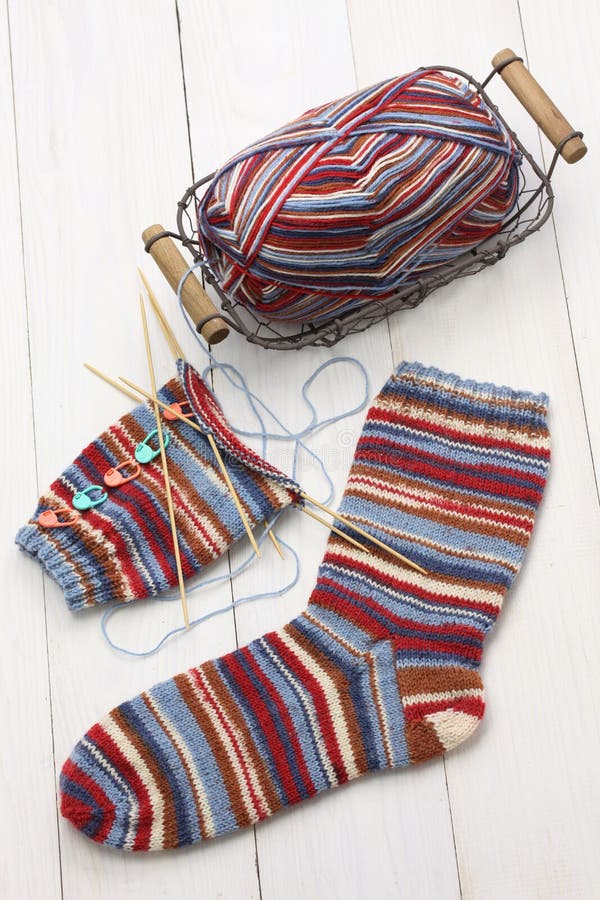 Knitting Winter Warm Socks, Yarn Ball and Knitting Needles Stock Image ...