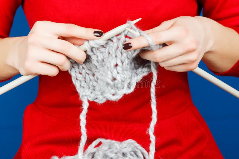 Knitting of woolen yarn. royalty free stock photos Knitting of woolen yarn. royalty free stock photos