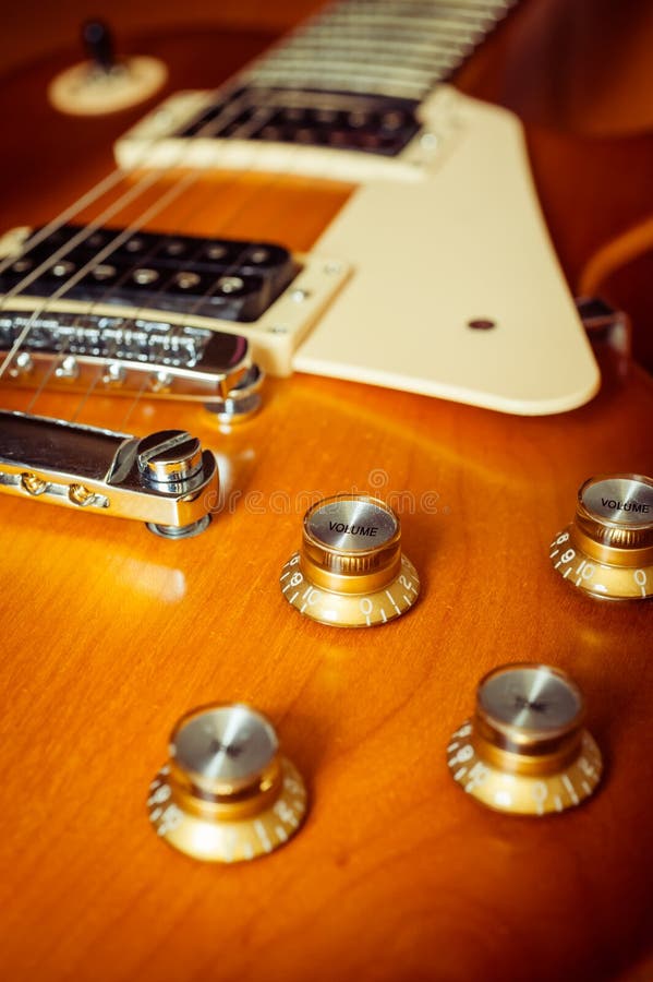 Knob Control of Electric Guitar on Floor Stock Image Image of amplify