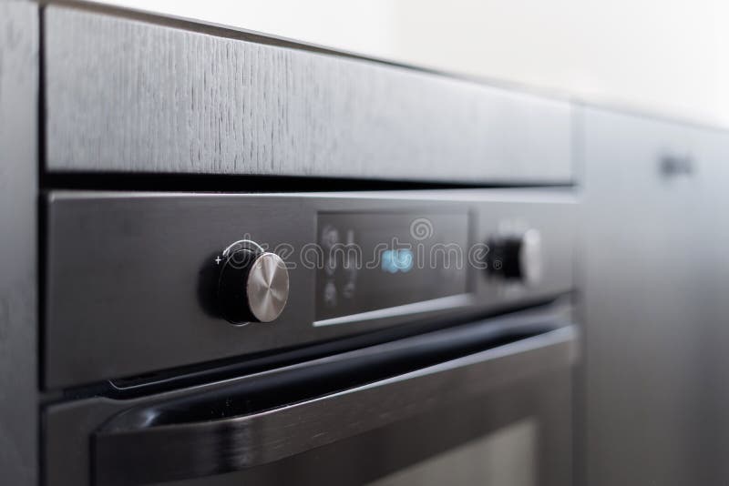 Knob on Control Panel at Electric Oven, Closeup Stock Image Image of