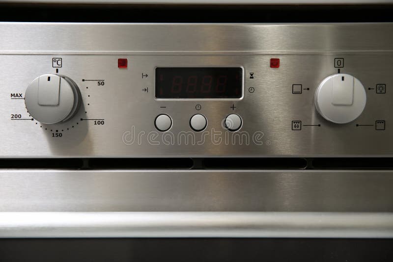 Knob on an Electric Oven Close Up Stock Photo Image of view, food