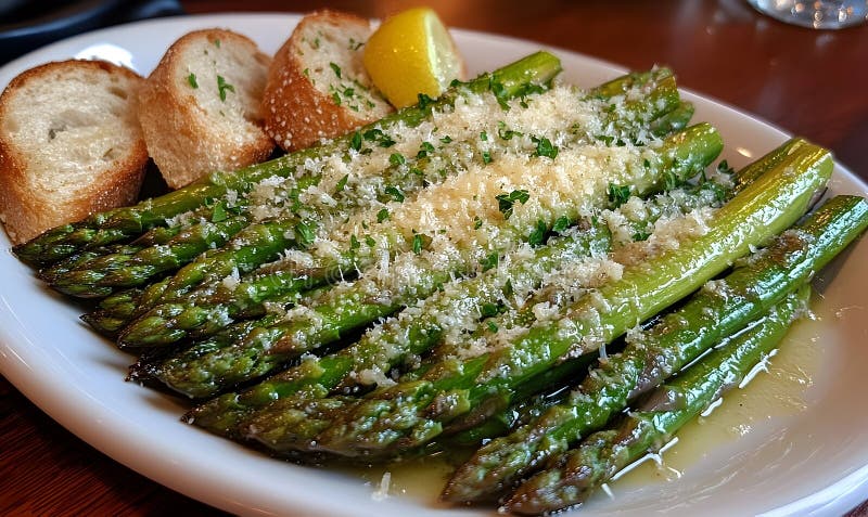 Knoblauch Parmesan Gestrickener Spargel lizenzfreie abbildung