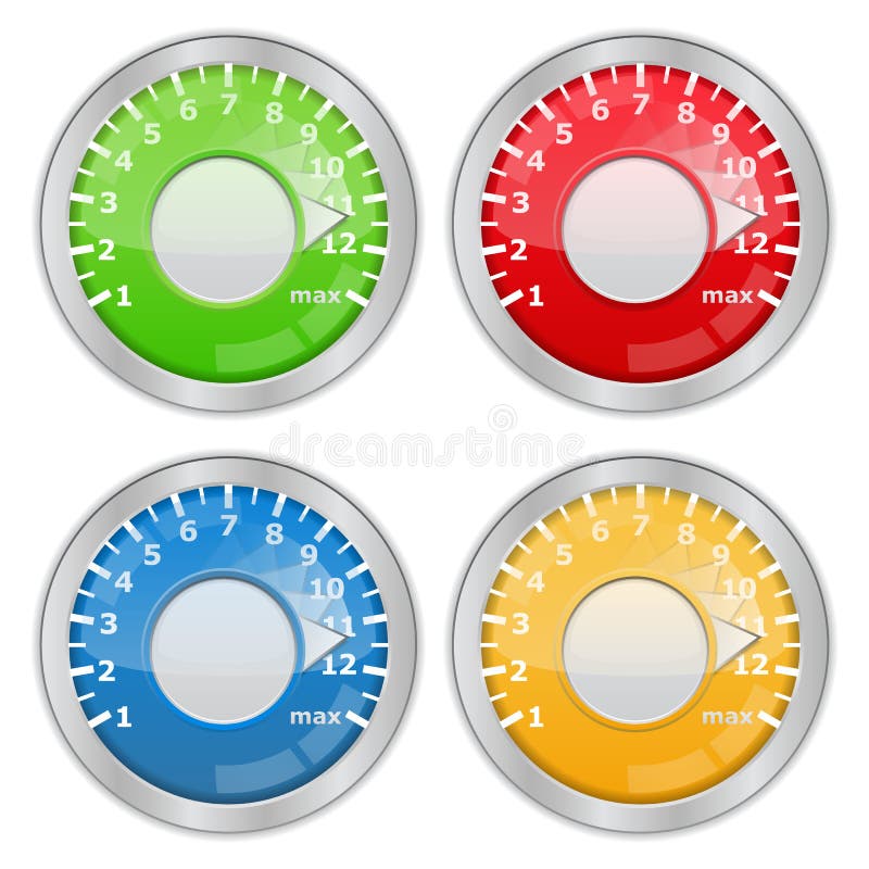 Knobs. Set of knobs on white background. Orange knobs vectors